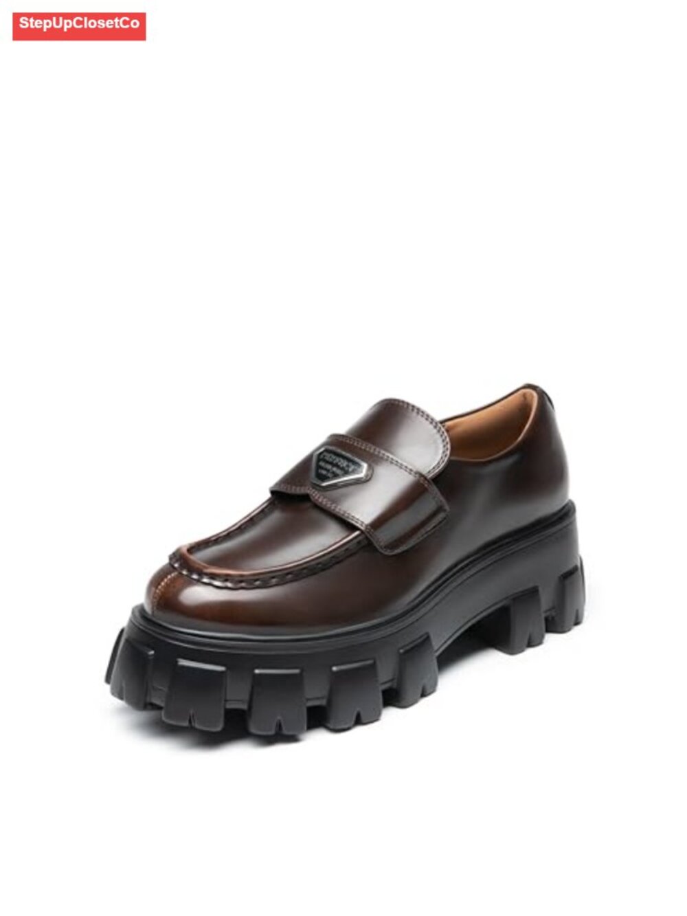 Women's Chunky Platform Loafers Patent Vegan Leather Slip-On Shoes